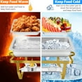 thumbnail image 4 of EVGTTI 4 Pack Gold Chafing Dish for Buffet, 8QT Roll Edge Designed Chafing Dish Buffet Set, Stainless Steel Food Warmer with 1/2 Size Pan for Parties, Church Events, 4 of 6