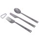thumbnail image 3 of Juego de 3 utensilios para acampar, tenedor, cuchillo, cuchara de metal, cubiertos para acampar con mosquetón, 3 of 5