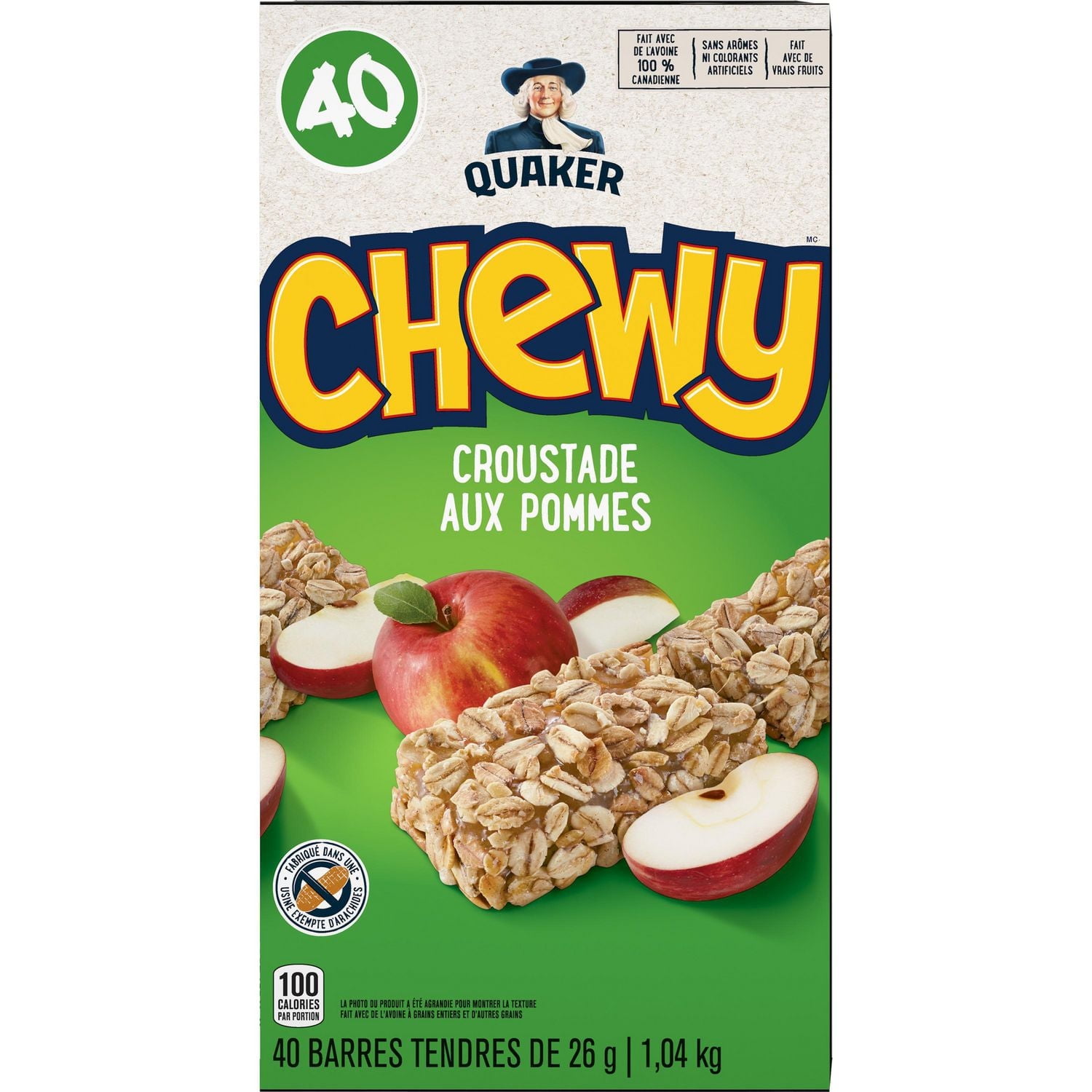 Discontinued Quaker Chewy Croustade aux Pommes Barres Granola Boîte de 40 Barres