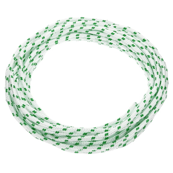 Recoil Starter Rope Pull Cord, 6mm Dia 10m 33ft Polyester Pull Cord, Green and White