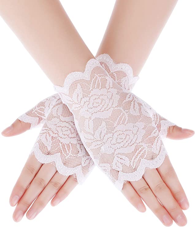 Gants courts en dentelle pour femmes