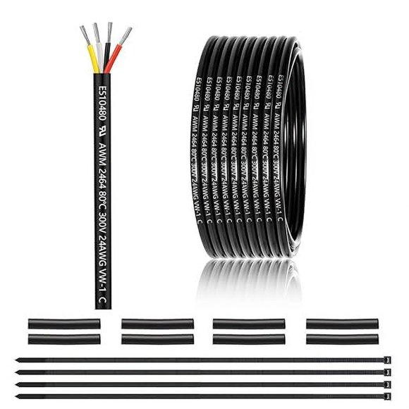 Cable eléctrico ENERJOUR de 24 AWG, 4 conductores, 7,6 m