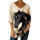 thumbnail image 3 of TaTaai Womens Spring Summer V Neck 3/4 Sleeve Printed Tops Loose Casual Pullover Blouses Soft Lightweight Daily Streetwear Outfits Gift, 3 of 5