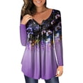 thumbnail image 2 of Pntutb Mujer Casual Camiseta Impreso Manga Larga Cuello Redondo Fruncido Pullover Blusa tops PNTUTB Pntutb-7562, 2 of 5