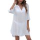 thumbnail image 1 of Vestido playero para mujer, blusa sólida con cuello en V de tres cuartos y dobladillo irregular, Romacci Vestido, 1 of 7