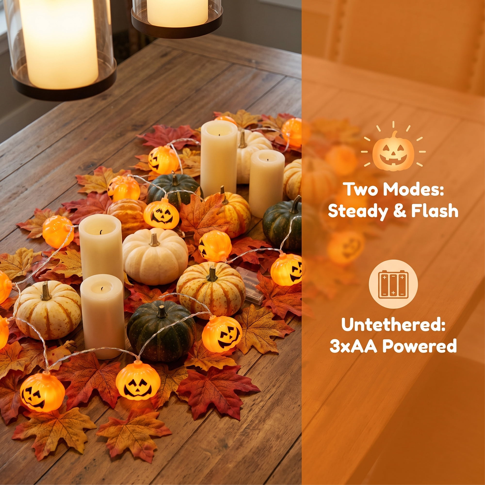 Unique Bargains Jack-O'-Lantern Fairy Twinkle Lights 9.8 ft Pumpkin Battery Operated