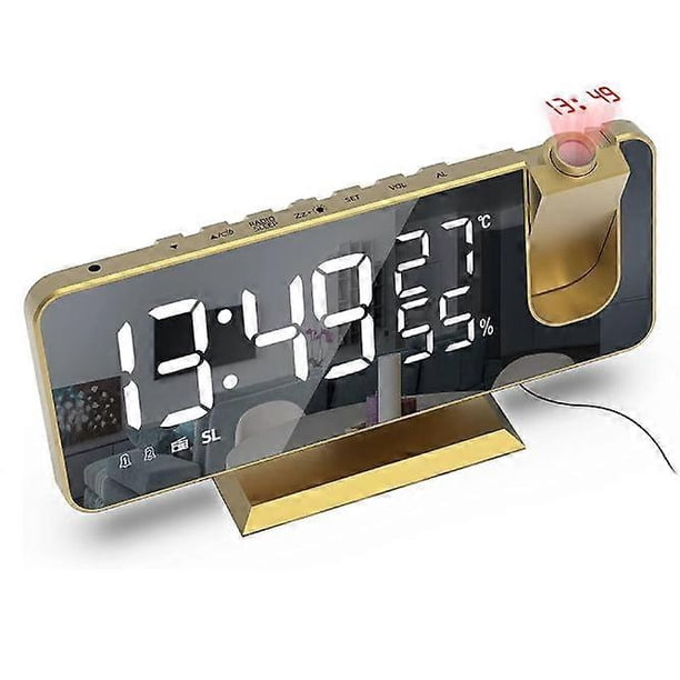 Alarm Clock with Ceiling Projection, 180 Rotating Digital Projector Alarm Clock Digital LED Alarm Clock, Morning Alarm Clock with Dual Alarms, USB Cha