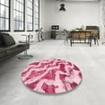 thumbnail image 3 of Ahgly Company Indoor Round Abstract Pink Abstract Area Rugs, 6' Round, 3 of 6