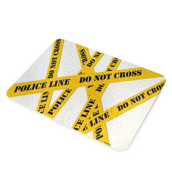 KuzmarK Glass Cutting Board - Do Not Cross Police Line
