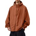 thumbnail image 2 of Leidass Mens Windbreaker Jackets with Hood Waterproof Zipper Long Sleeve Packable Lightweight Sun Protection Full Zip HoodieLightweight Windbreaker Jacket Saffron L, 2 of 5