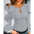 thumbnail image 5 of Ladybranch Womens Tops Long Sleeve Sexy Soft Shirts Heather Gray Ribbed Shirt Fall Fashion 2025, 5 of 8