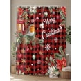 thumbnail image 4 of Fsddascl Red Plaid Christmas Shower Curtain Set - Extra Long 72" x 96" Washable Bathtub Curtain with 12 Hooks, Xmas Botanical Birds Poinsettia Balls Waterproof Fabric Shower Curtains for Bathroom, 4 of 6