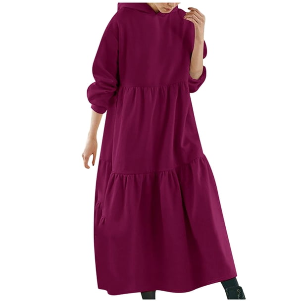 Sudadera sin capucha Gibobby Vestido largo a la moda para Mujer Rosa L