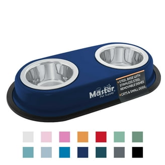 DOG DOUBLE BOWL Puppy Food Water Feeder Stainless Steel Pets Drinking