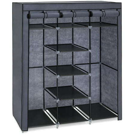 Best Choice Products 9-Shelf Portable Fabric Closet Wardrobe Storage Organizer w/ Cover and Adjustable Rods, (Best Closet Grow Setup)