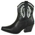 thumbnail image 2 of Forever Women Ankle Western Boots Stacked Block Heels Stitched Cowgirl Cowboy Booties Pointed Toe Side Zipper CEREEK-02 Black 8, 2 of 3