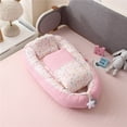 thumbnail image 1 of Nido de bebé con manta de edredón, cama de guardería de algodón portátil y cómoda, parachoques de cuna para recién nacido, juego de cama para dormir Fivean unisex, 1 of 2