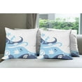 thumbnail image 6 of Ambesonne Ocean Throw Pillow Cover 4 Pack, Deep Sealife Creatures, 18", Navy Blue Aqua and White, 6 of 7