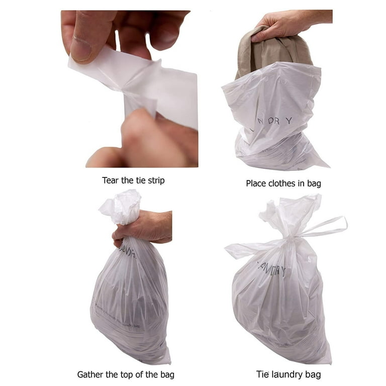 Hotel Laundry Bags, 1.25 Mil Plastic with Tear Tie and Write-On Lines, 14 inch x 24 inch, Biodegradable - Case of 500, Size: One Size