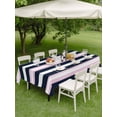 thumbnail image 5 of 60x102 Inch Outdoor Tablecloth with Umbrella Hole Zipper Rectangle Pink Navy Blue Striped Rectangular Tablecloths Outside Waterproof Minimalist Abstract Lines Artwork Patio Table Cover for Picnic, 5 of 8