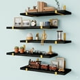 thumbnail image 5 of Fairy Floating Shelves, Rustic Wood Wall Storage Shelves Set of 5, 15.7in x 4.7in x 0.6in, Black Gold, 5 of 6