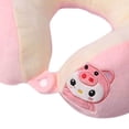 thumbnail image 3 of Almohada para el cuello en forma de U, portátil, bonita almohada para la cabeza, para la oficina, la siesta, los viajes, el coche, dormir, cerdo bordado doble, 3 of 5