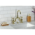 thumbnail image 2 of Kingston Brass KS7992AX English Country Bridge Bathroom Faucet with Brass Pop-up, Polished Brass, 2 of 7