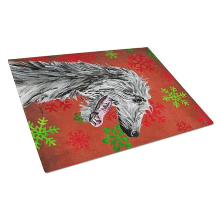

Carolines Treasures SC9765LCB Scottish Deerhound Red Snowflakes Holiday Glass Cutting Board Large 12H x 16W multicolor
