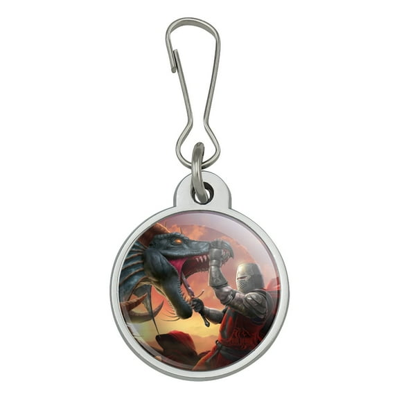 Knight Warrior Dragonslayer Dragon Fantasy Jacket Handbag Purse Luggage Backpack Zipper Pull Charm