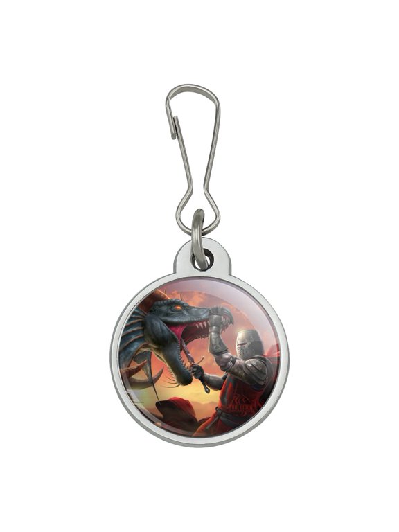 Knight Warrior Dragonslayer Dragon Fantasy Jacket Handbag Purse Luggage Backpack Zipper Pull Charm