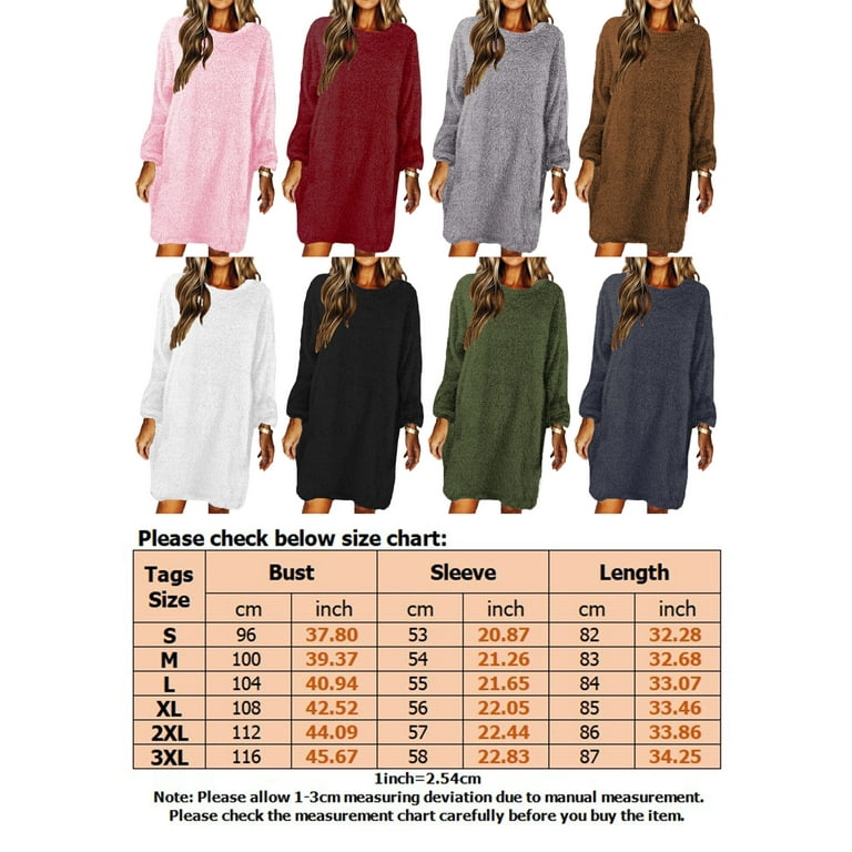 Sexy Dance Women Plus Size Long Fleece Sweatshirt Fuzzy Midi Dress