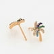thumbnail image 4 of Aretes Broquel Palma Swarovski Esmeralda, Zafiro Oro 18K Lam dorado Unitalla, 4 of 7