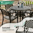 thumbnail image 3 of VIVIJASON 5-Piece Outdoor Patio Dining Set, All-Weather Cast Aluminum Conversation Set, Patio Furniture Set for Balcony Lawn Garden Backyard, Include 4 Chairs, a 35.2" Round Table with Umbrella Hole, 3 of 7