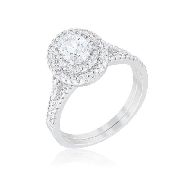 Womens Oval Wedding Ring Set - Size 6