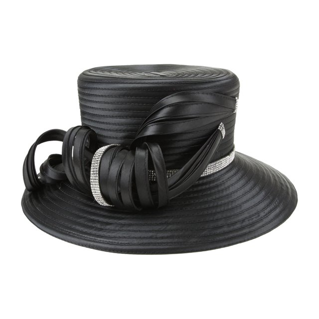 Chicheadwear Loop Bow w / Sombrero de trenza de ribete de piedra - Negro ChicHeadwear Sombrero para el sol