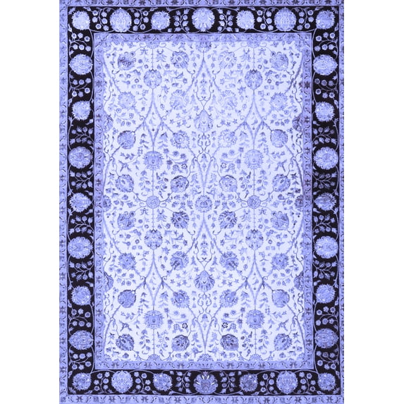 Ahgly Company Machine Washable Indoor Rectangle Persian Blue Traditional Area Rugs, 3' x 5'