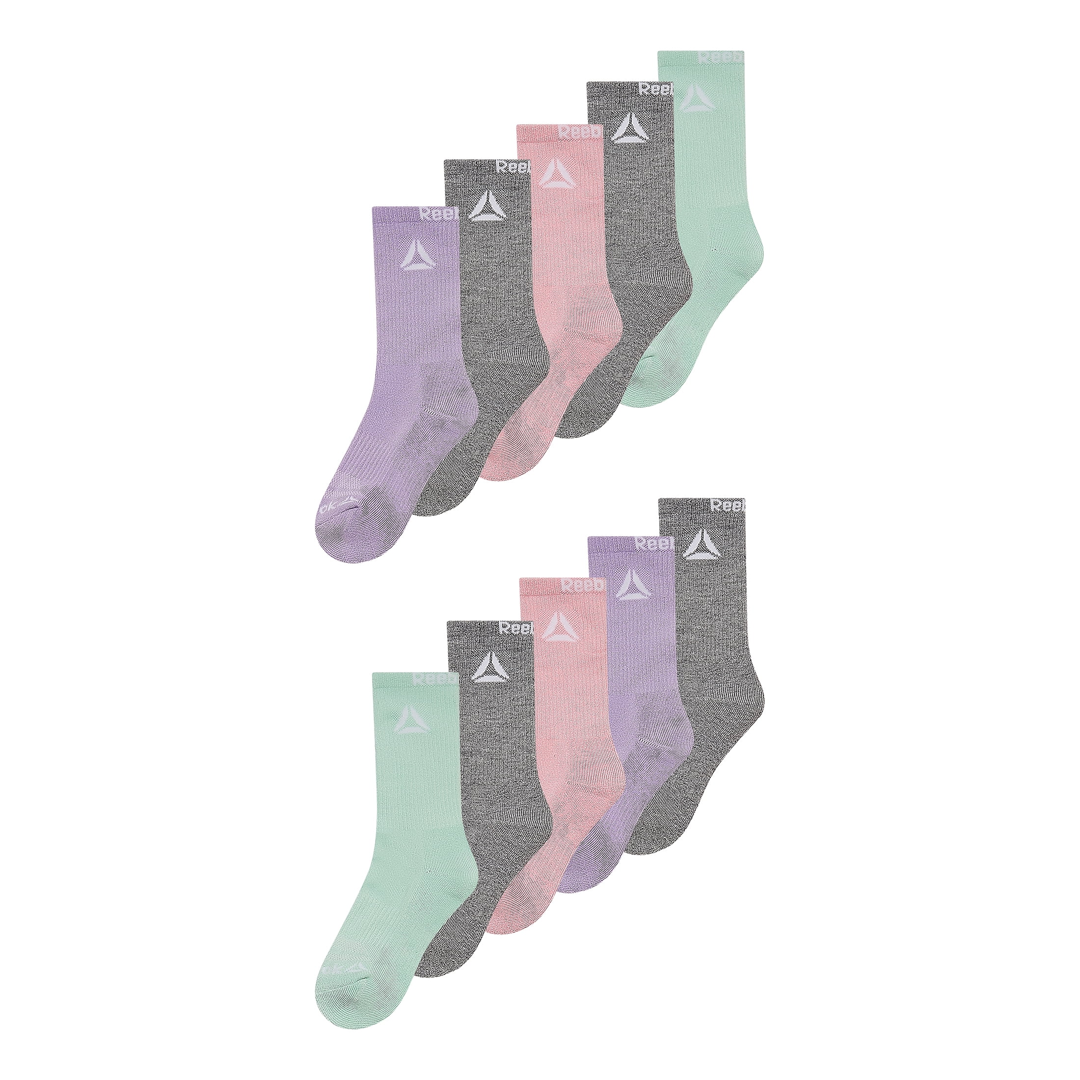 Reebok Girls Pro-Series Crew Socks, 10-Pack