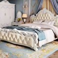 thumbnail image 3 of Luxury Queen Double Bed Modern Whitr King Headboard Frame Double Bed Girl Wood Sleeping Cama Matrimonio Bedroom Furniture My Lux Decor Round, 3 of 9