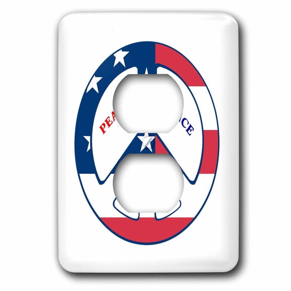 3dRose, Red White n Blue Peace Symbol, 2 plug outlet cover