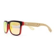 thumbnail image 3 of Eco Friendly Bamboo Wood Arm Rectangle Horn Rim Keyhole Sunglasses Black Red - Orange Mirror, 3 of 4