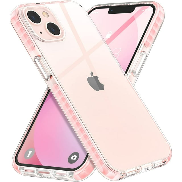 IBAOLEA Compatible for iPhone 13 Clear Case (2021), Crystal Transparent Cover Shockproof Protective Heavy Duty Bumper Shell Anti-Yellow Anti-Scratch for iPhone 13 6.1" 【2 Cameras】 2021-Pink Pink -