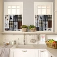 thumbnail image 2 of Bear Deer Kitchen Curtain Set, Vintage Buffalo Plaid Patchwork Deer Bear Paw Mountain Pine Tree Cottage Style Window Valances Set for Kitchen Living Room Café Décor 54x24 Inch, 3 Piece, 2 of 4
