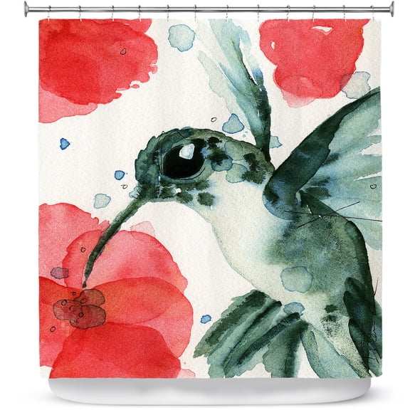 Shower Curtains 70" x 73" from DiaNoche Designs by Dawn Derman - Tropical Hummingbird