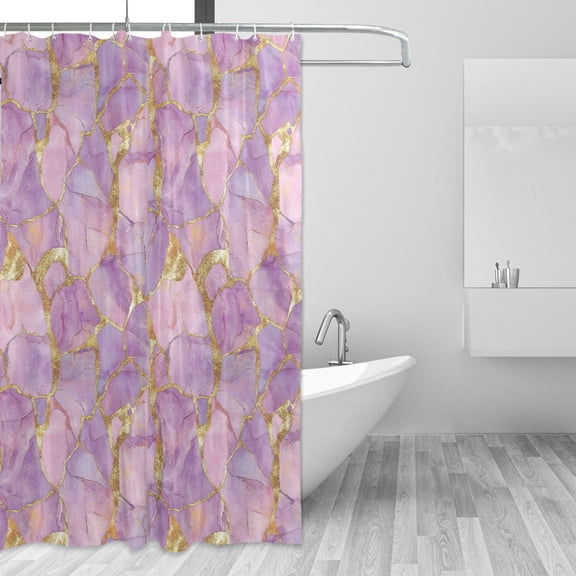 Yayeee Shower Curtain with Hooks 72"x72" Waterproof Fabric Bathroom Hanging Decor, Pastel Pink Marble Pattern