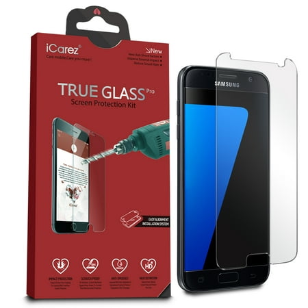 iCarez [Tempered Glass ] Screen Protector for Samsung Galaxy S7 (Case Friendly) Easy Install [ 2- Pack 0.33MM 9H 2.5D] with Lifetime Replacement Warranty - Retail