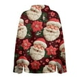 thumbnail image 4 of WTOBBY Women's Christmas Print Casual Half Open Collar Long Sleeve Shirt, Holiday Themed Blouse for Seasonal Outfits and Christmas Parties,Hot Pink XL, 4 of 6