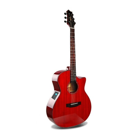 Guitare électrique acoustique Accordeur intégré Solid Top Acajou Rouge  PPL6873