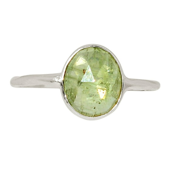 Natural Faceted Mint Green Kyanite - India 925 Silver Ring s.8 ALLR-28326