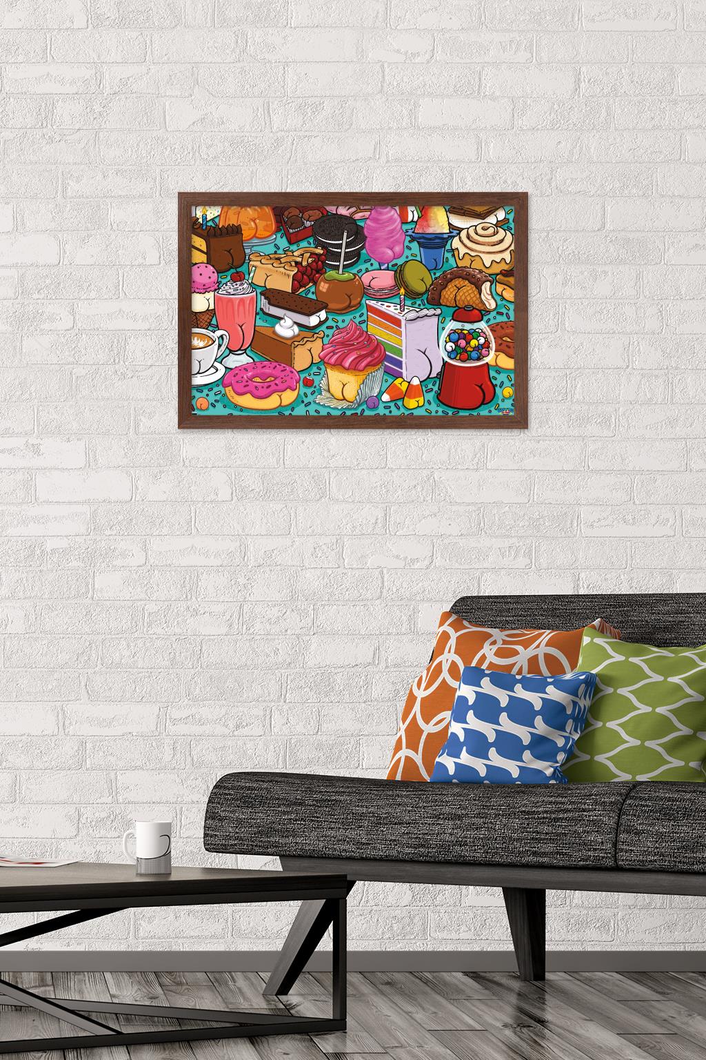 Brian Cook: Butts on Things - Sweets Wall Poster, 14.725" x 22.375" Framed