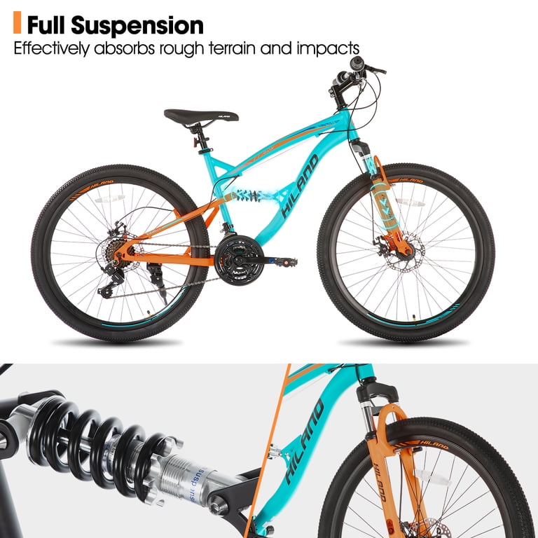 HILAND, Full-Suspension Mountain Bike, 21 Speeds, 26 Inch Wheels